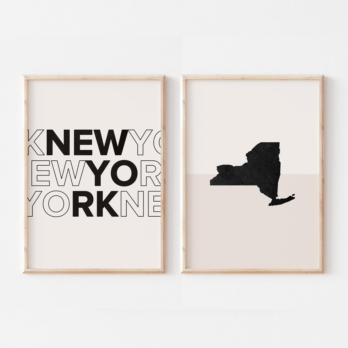 new york map and typography wall art set - image 1