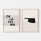 oklahoma map and typography wall art set - image 1
