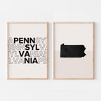 pennsylvania map and typography wall art set - image 1