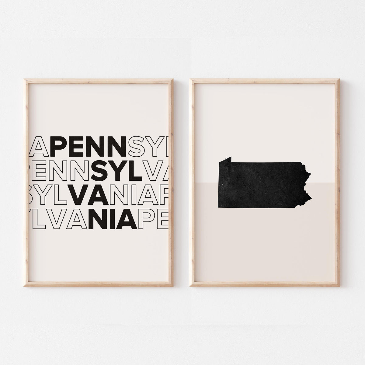 pennsylvania map and typography wall art set - image 1