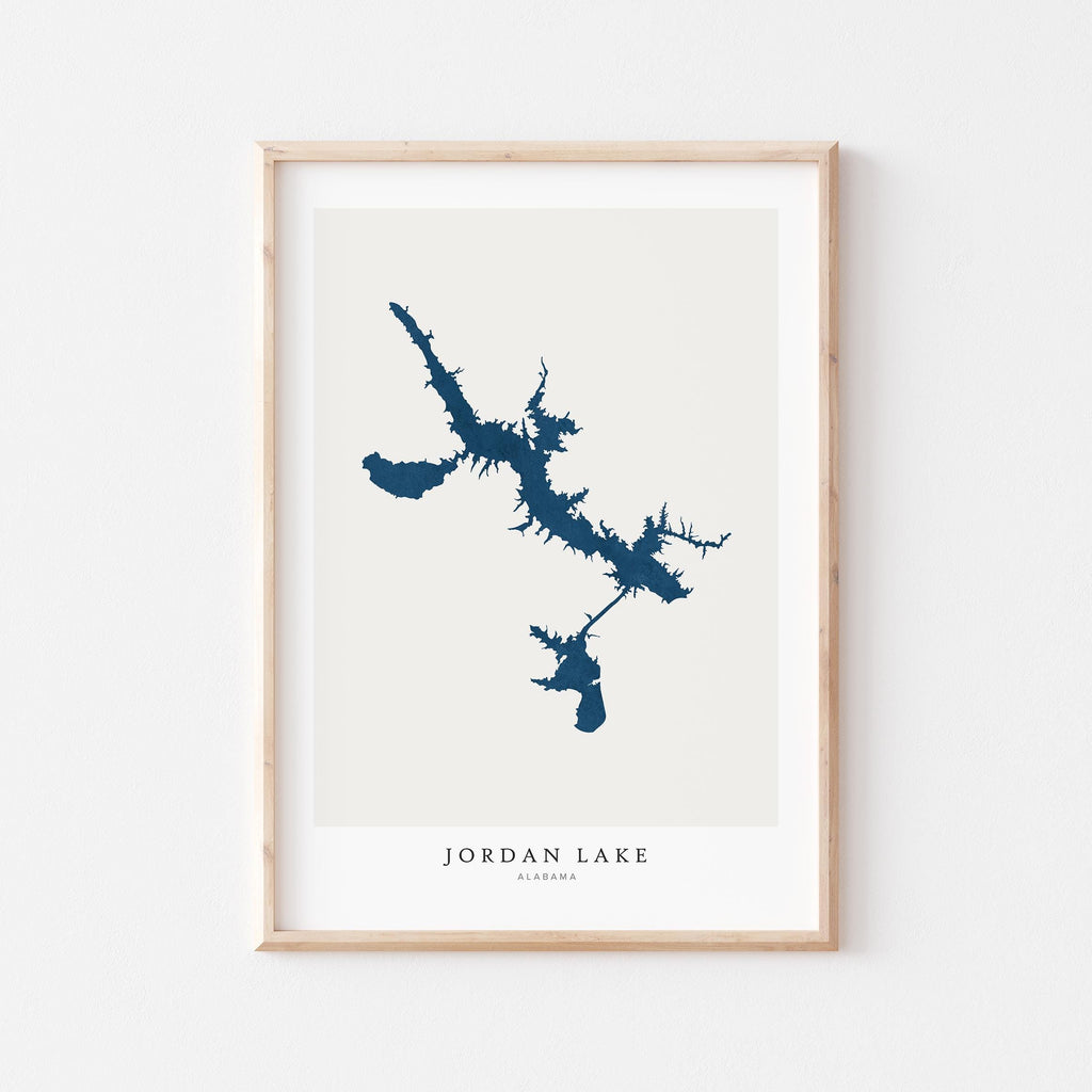 jordan lake alabama map poster – minimalist lake wall art - image 1