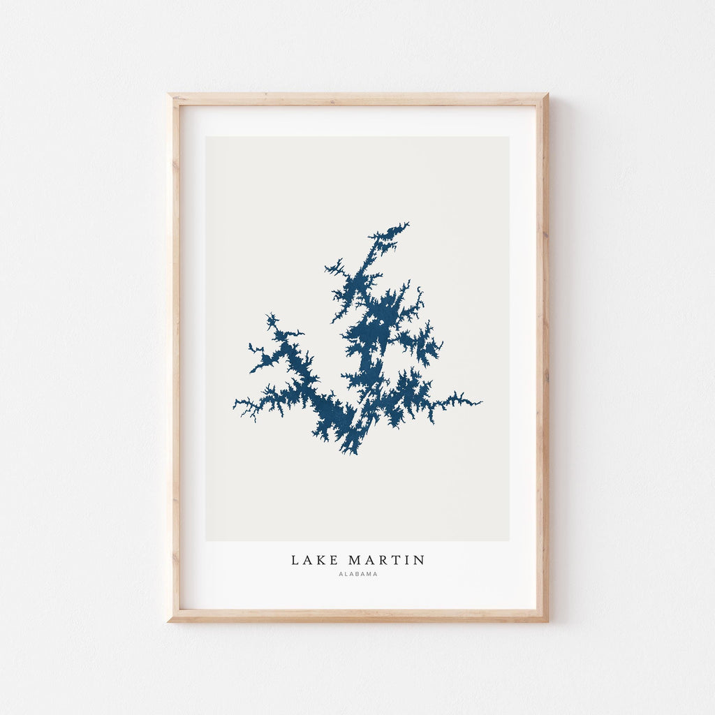 lake martin alabama map poster – minimalist lake wall art - image 1