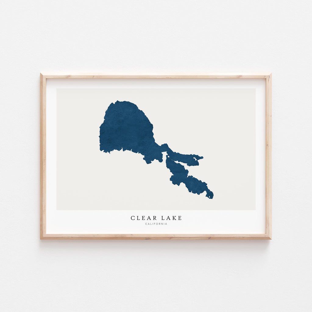 clear lake california map poster – minimalist lake wall art - image 1