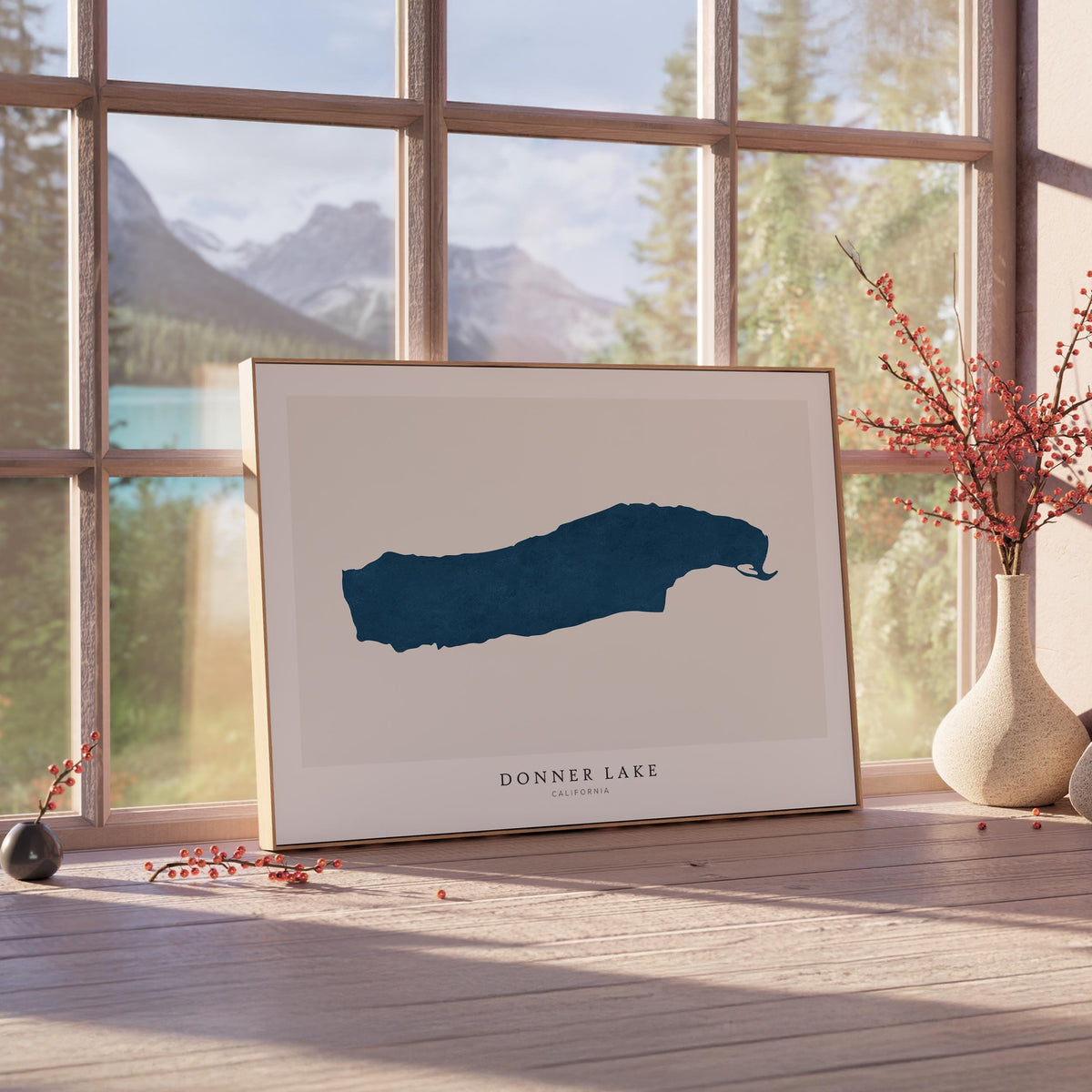 donner lake california map poster – minimalist lake wall art - image 4
