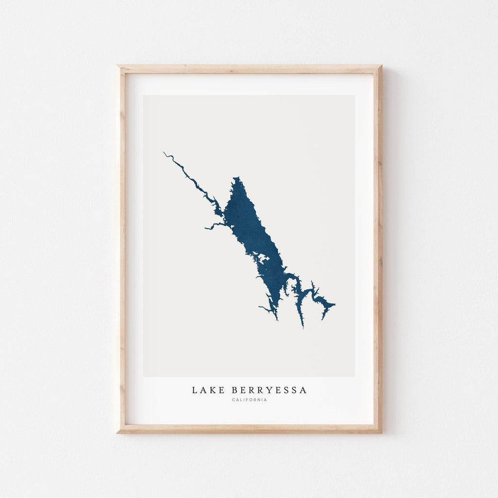 lake berryessa california map poster – minimalist lake wall art - image 1
