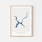 lake tulloch california map poster – minimalist lake wall art - image 1