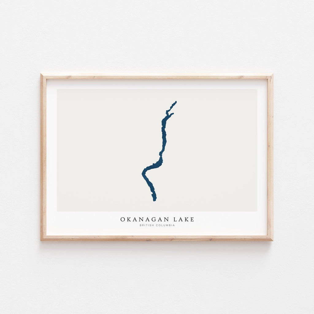 okanagan lake british columbia map poster – minimalist lake wall art - image 2