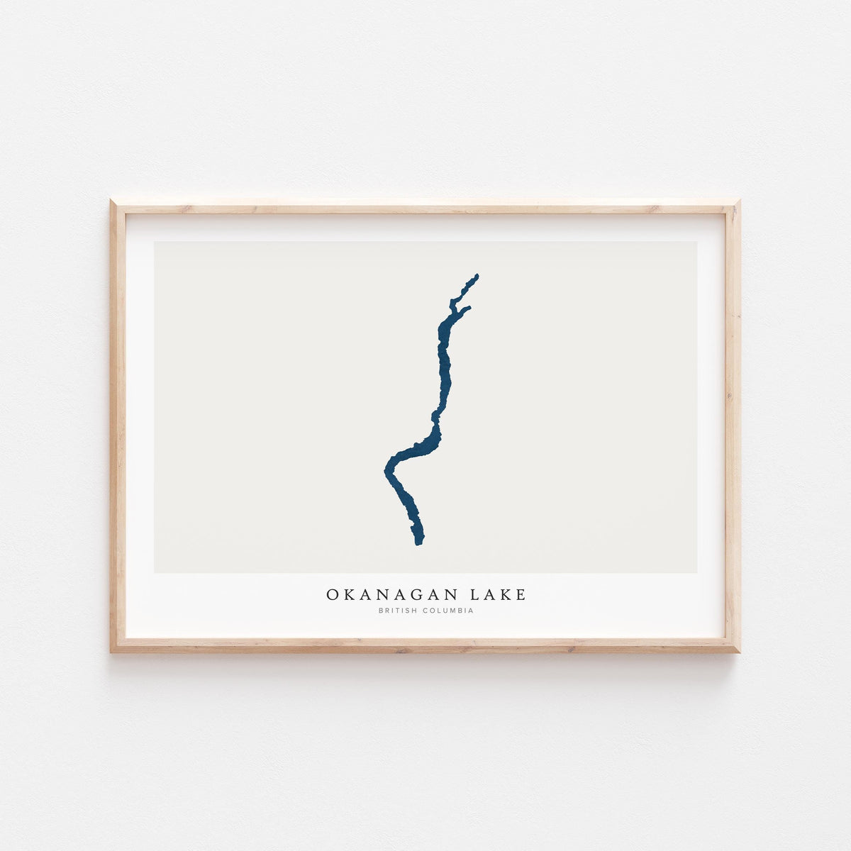 okanagan lake british columbia map poster – minimalist lake wall art - image 2