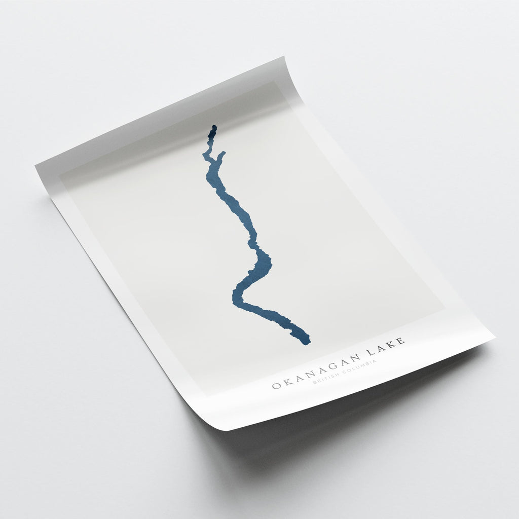 okanagan lake british columbia map poster – minimalist lake wall art - image 6