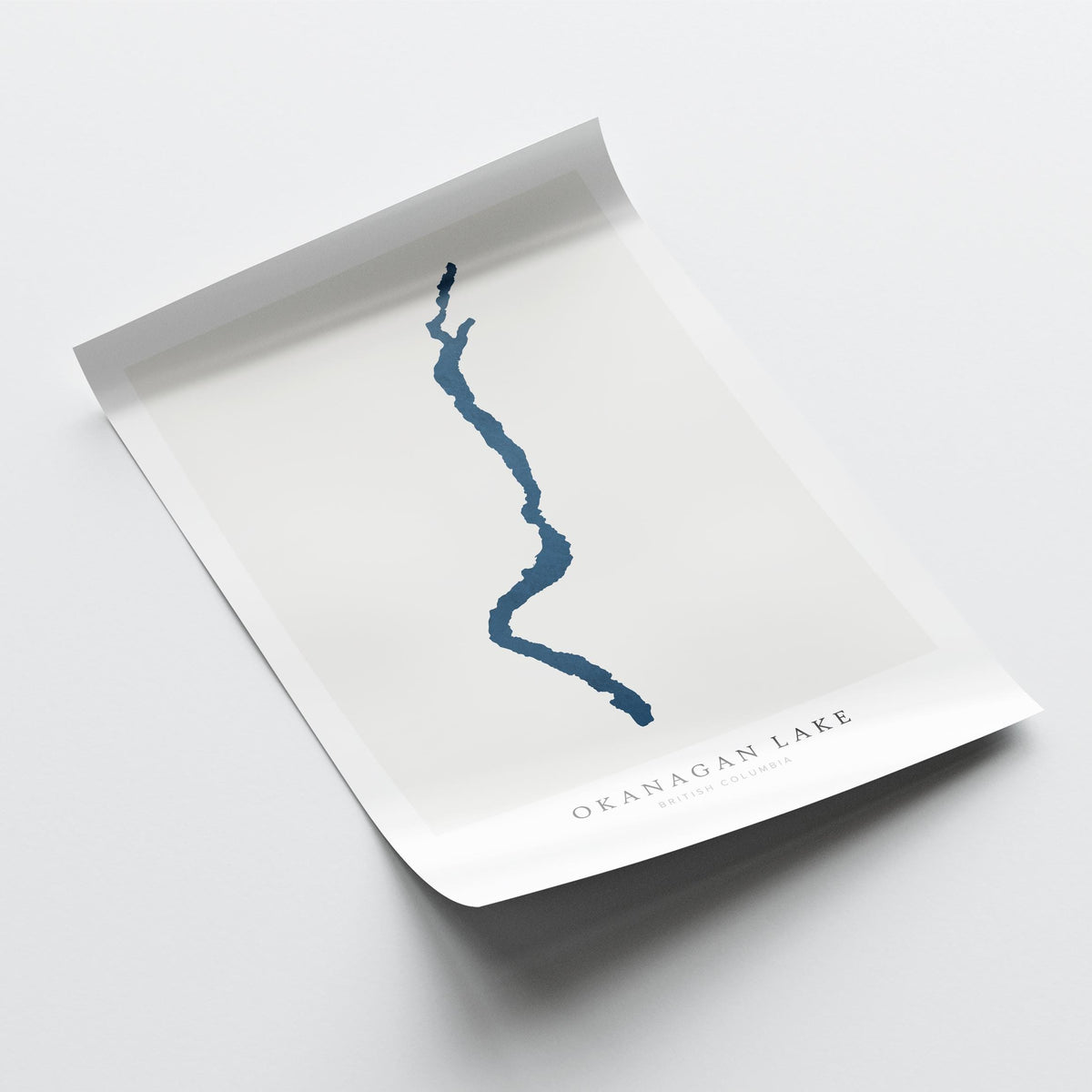 okanagan lake british columbia map poster – minimalist lake wall art - image 6