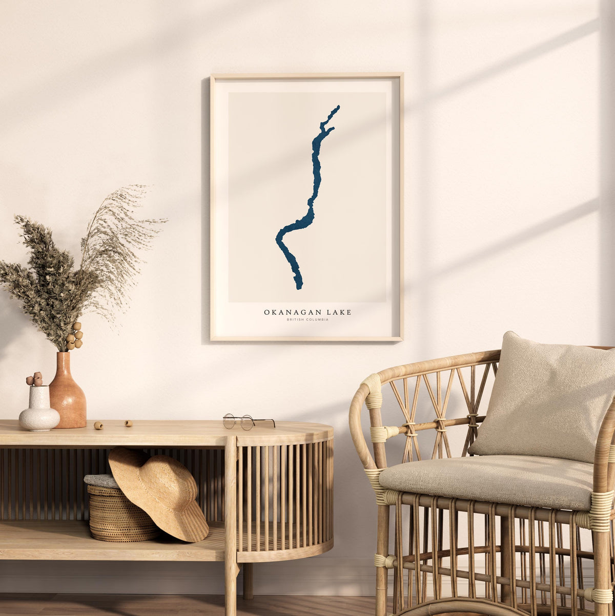 okanagan lake british columbia map poster – minimalist lake wall art - image 5
