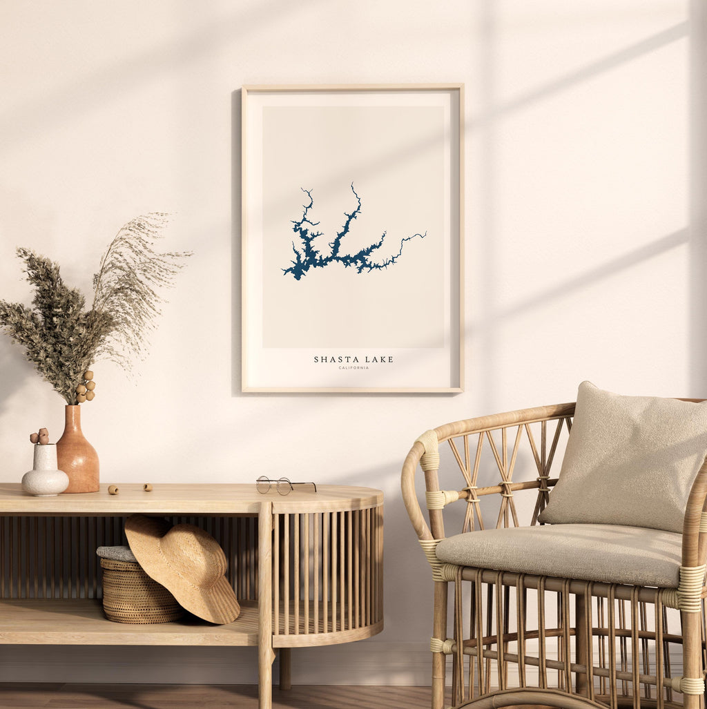 shasta lake california map poster – minimalist lake wall art - image 5