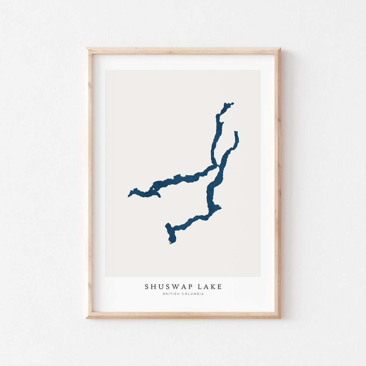 shuswap lake british columbia map poster – minimalist lake wall art - image 1