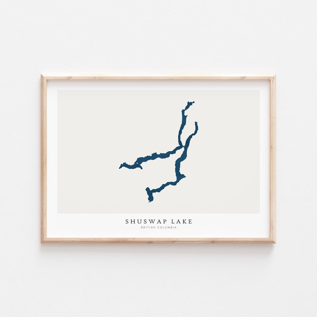 shuswap lake british columbia map poster – minimalist lake wall art - image 2