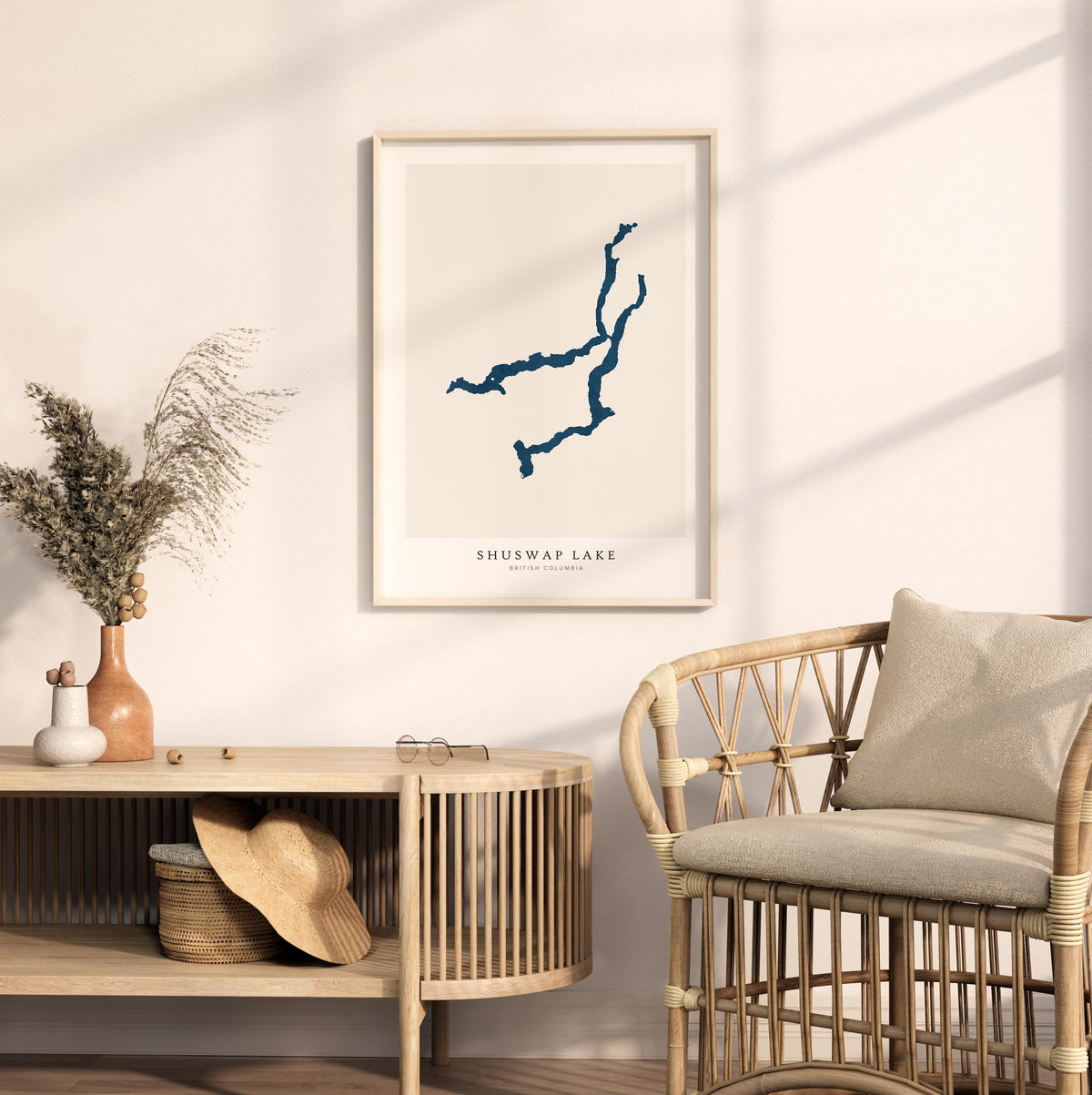 shuswap lake british columbia map poster – minimalist lake wall art - image 5