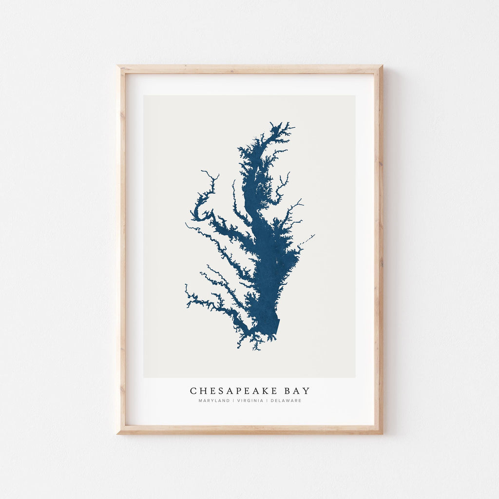 chesapeake bay delaware map poster – minimalist lake wall art - image 1