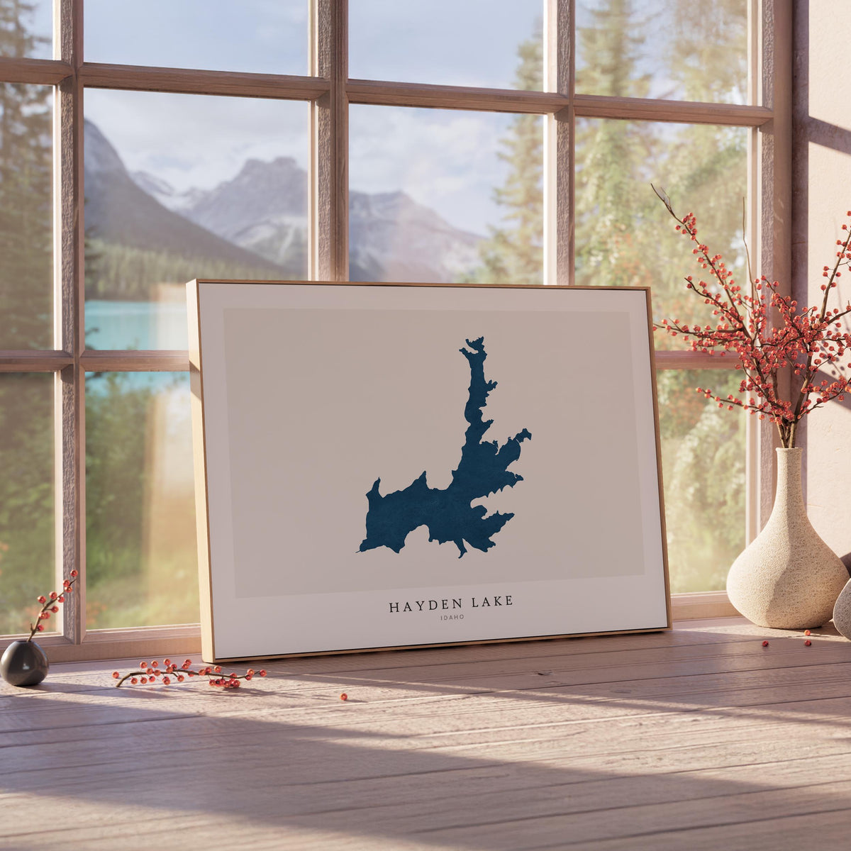 hayden lake idaho map poster – minimalist lake wall art - image 4