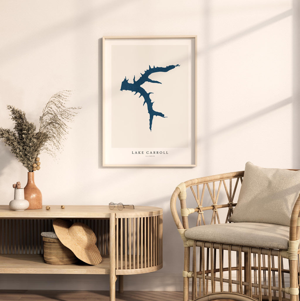 lake carroll illinois map poster – minimalist lake wall art - image 5