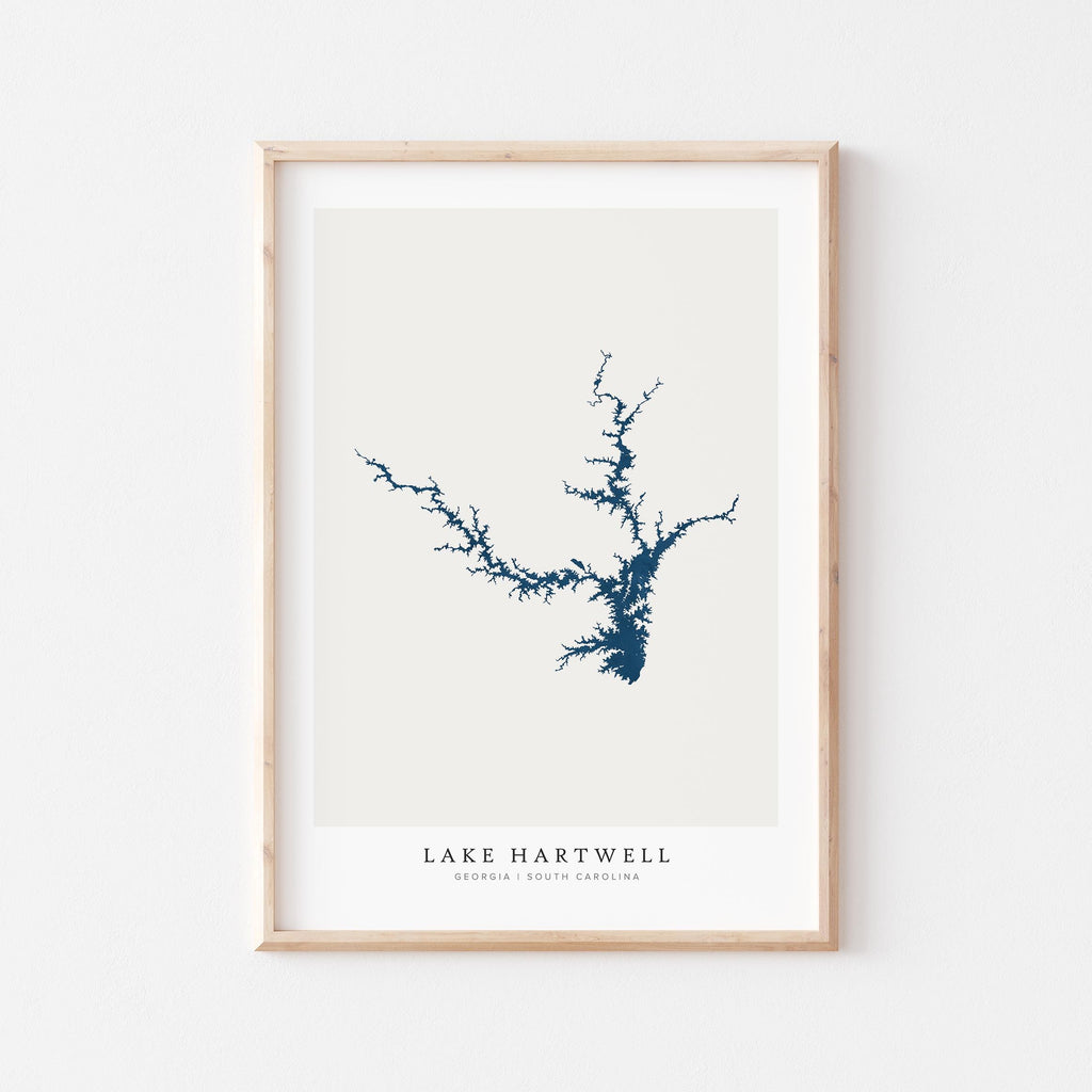 lake hartwell georgia map poster – minimalist lake wall art - image 1