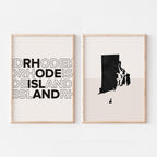 rhode island map and typography wall art set - image 1