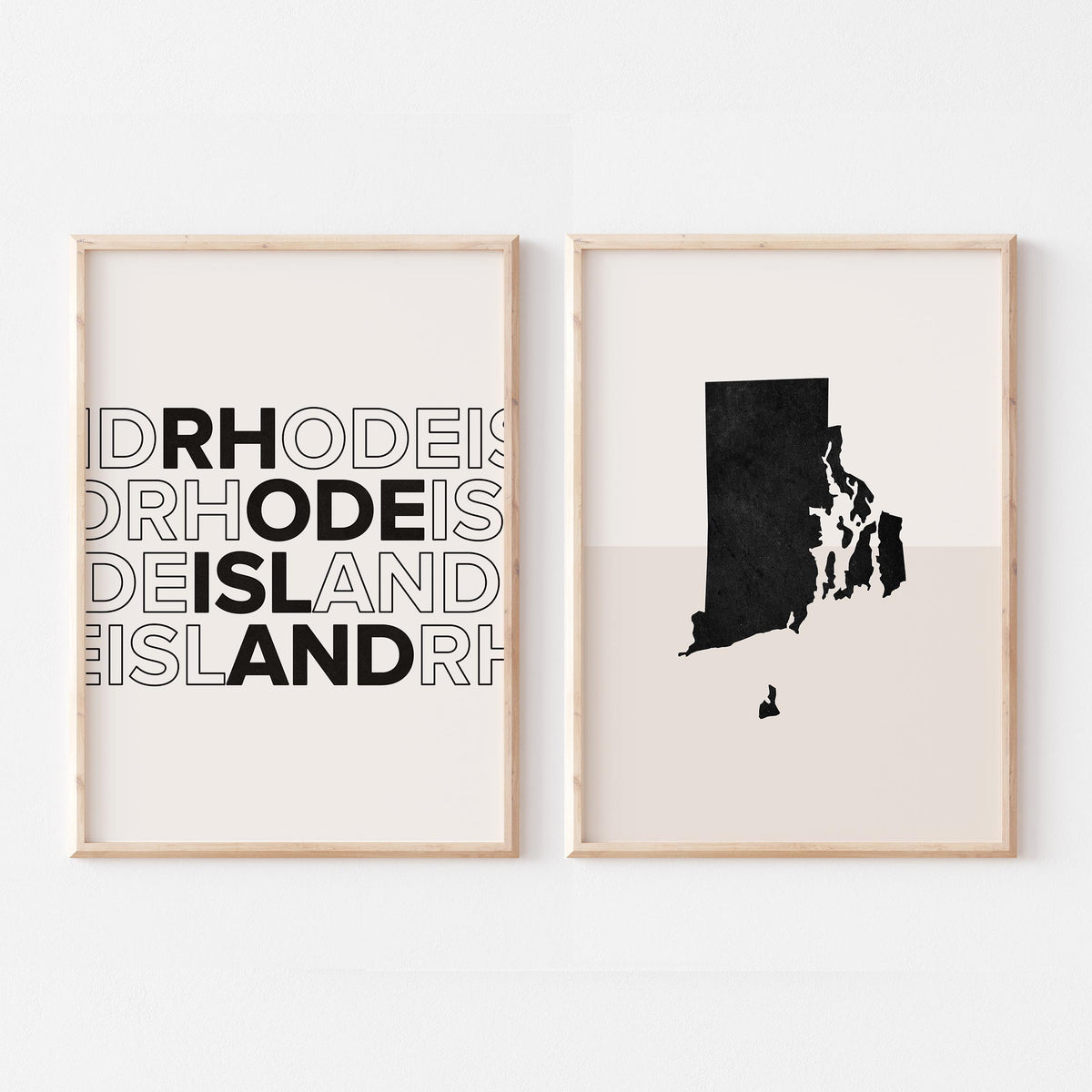 rhode island map and typography wall art set - image 1
