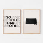 south dakota map and typography wall art set - image 1