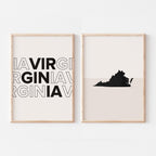 virginia map and typography wall art set - image 1