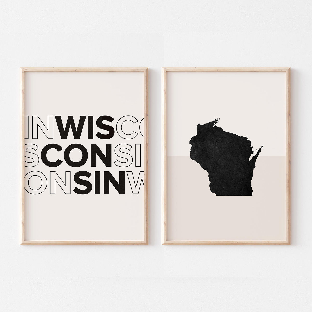 wisconsin map and typography wall art set - image 1