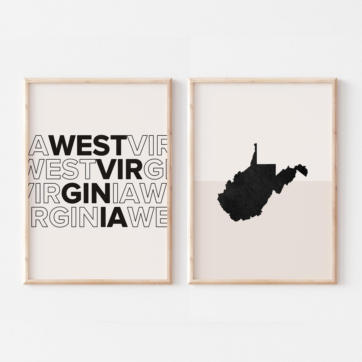 virginia map and typography wall art set - image 1