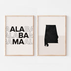 alabama map and typography wall art set - image 1