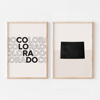 colorado map and typography wall art set - image 1