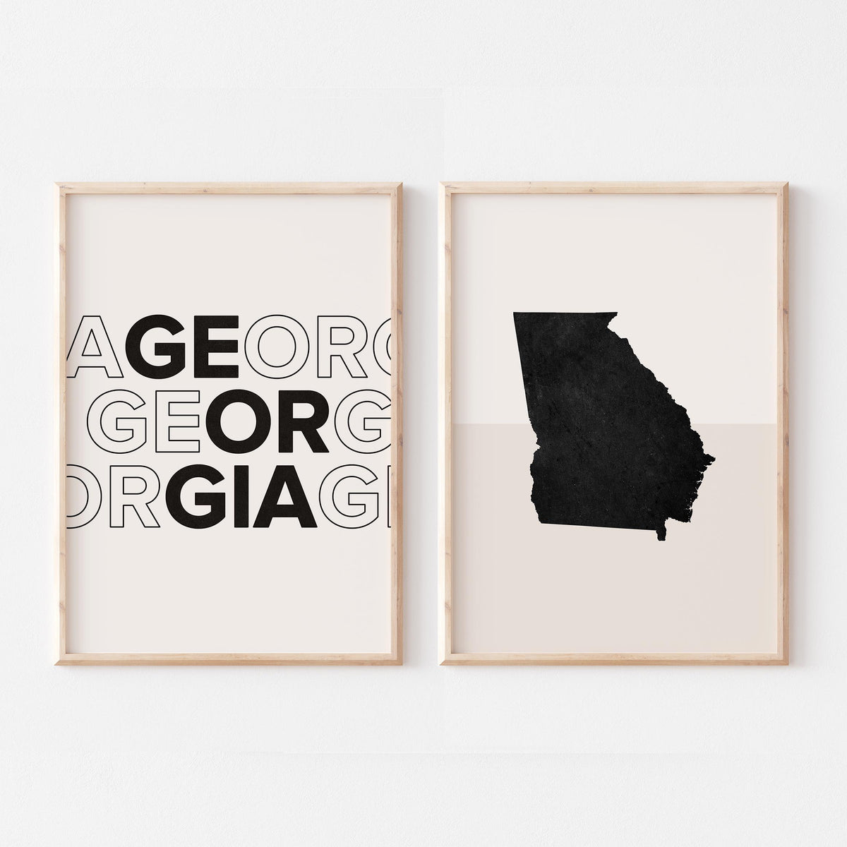 georgia map and typography wall art set - image 1