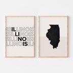 illinois map and typography wall art set - image 1