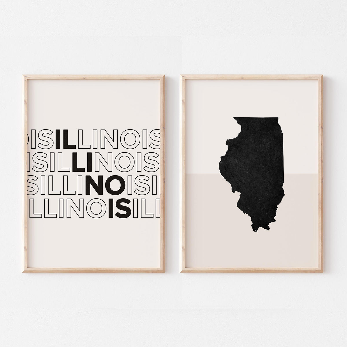 illinois map and typography wall art set - image 1