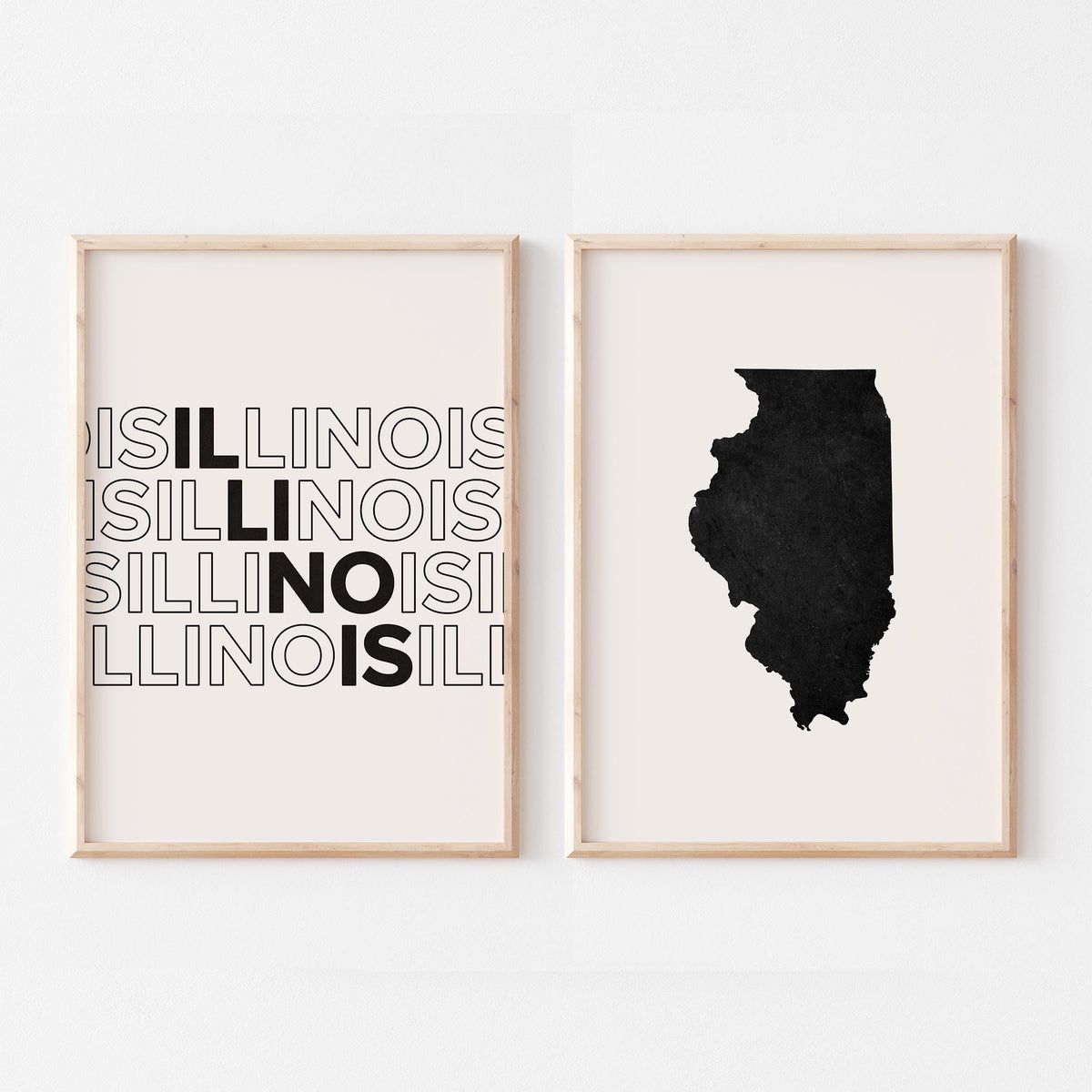illinois map and typography wall art set - image 5