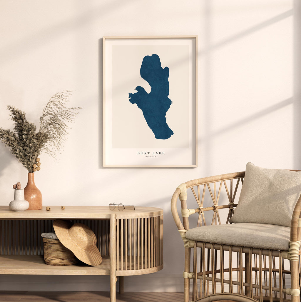 burt lake michigan map poster – minimalist lake wall art - image 5