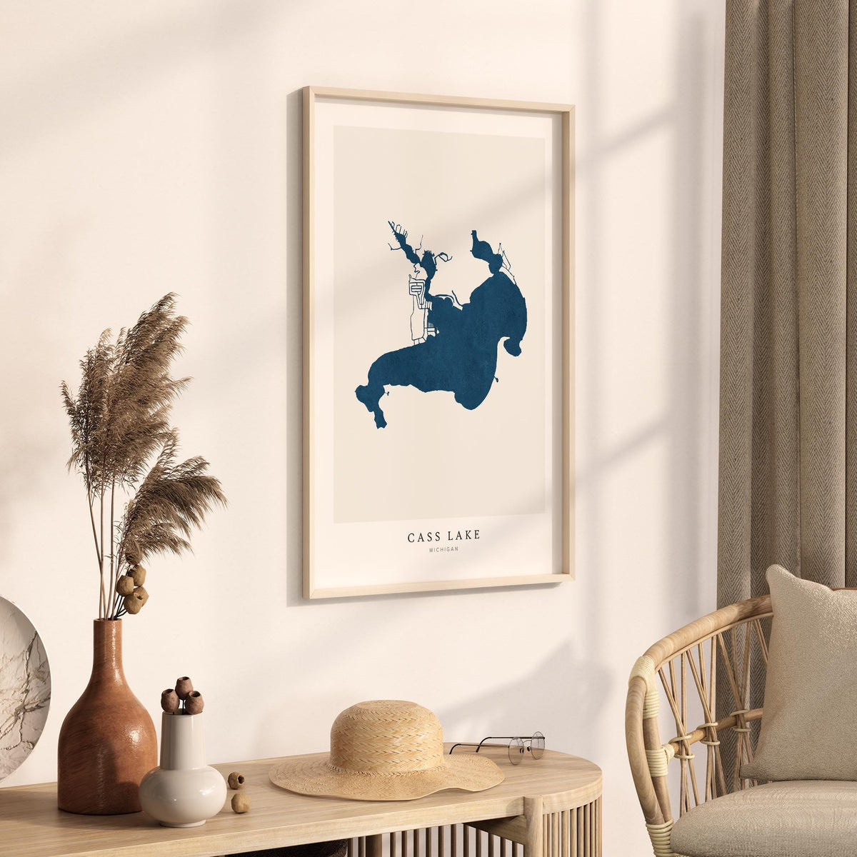 cass lake michigan map poster – minimalist lake wall art - image 3