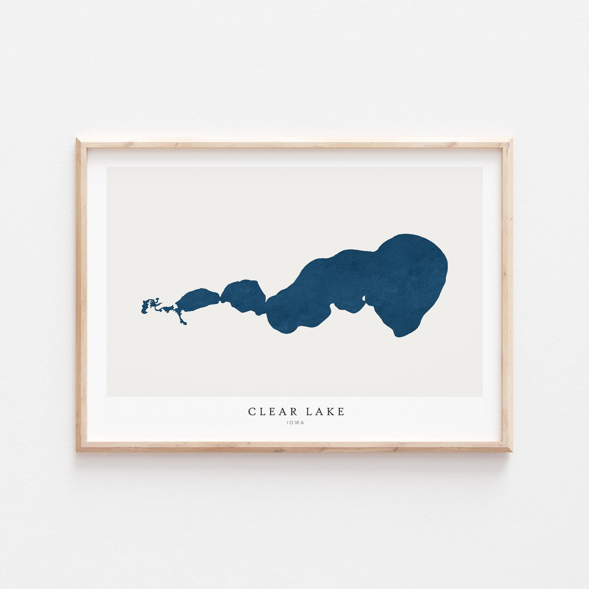 clear lake iowa map poster – minimalist lake wall art - image 1
