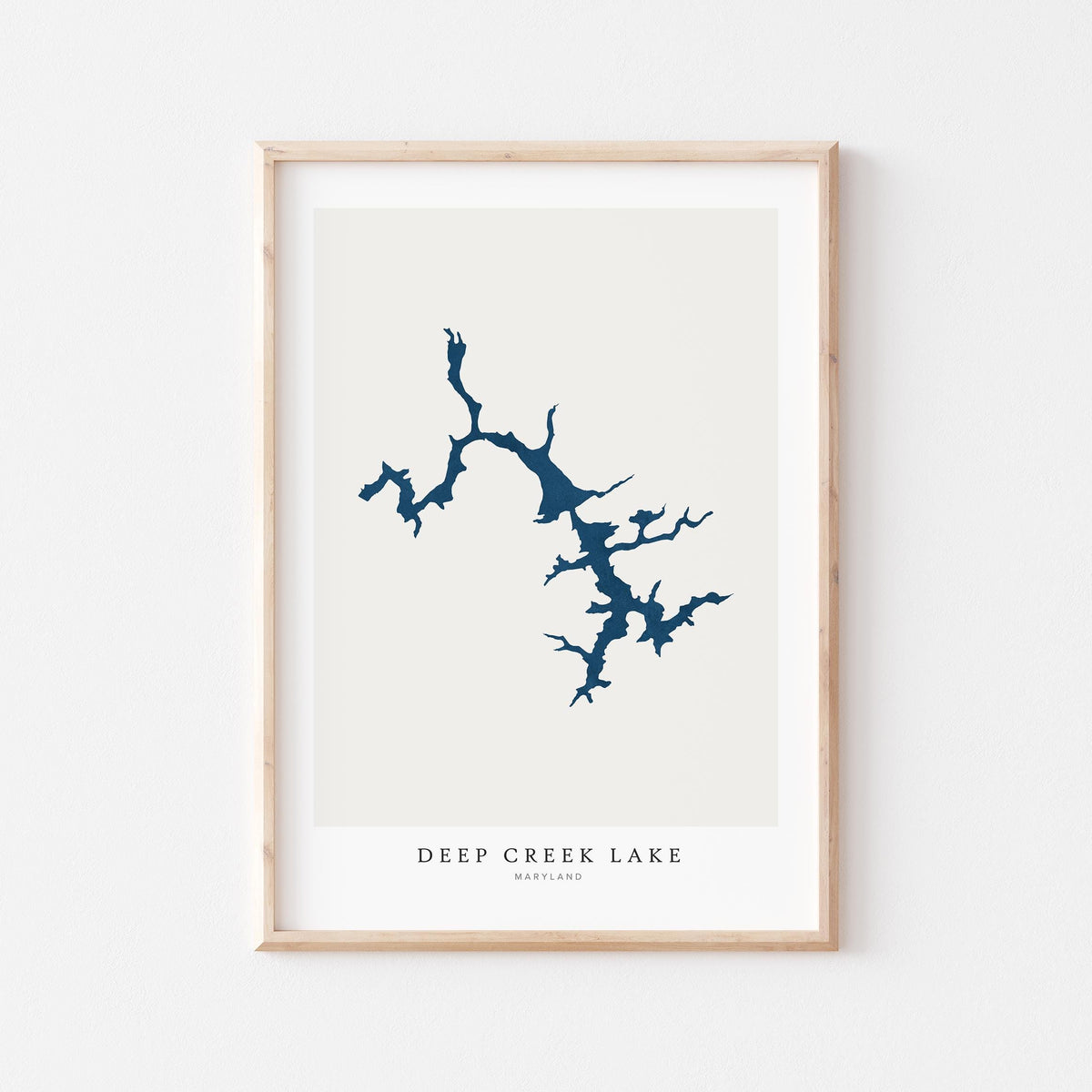 deep creek lake maryland map poster – minimalist lake wall art - image 1