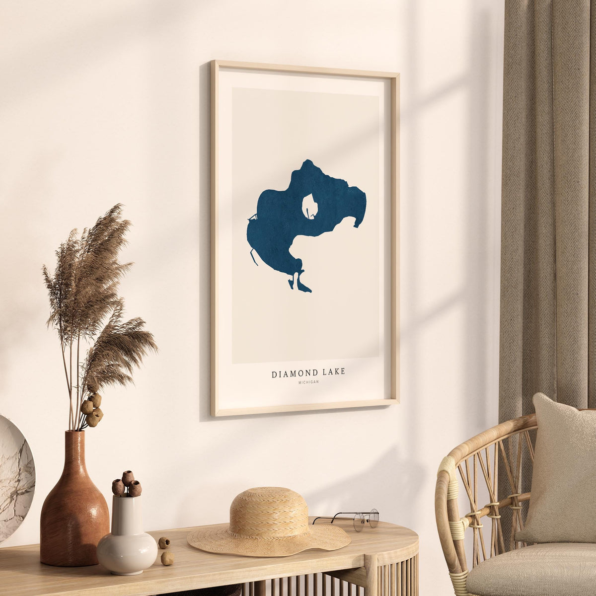 diamond lake michigan map poster – minimalist lake wall art - image 3
