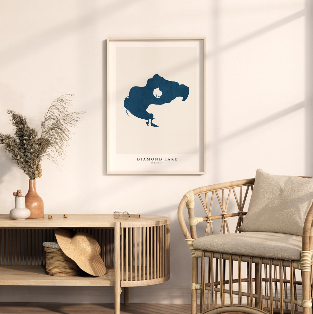 diamond lake michigan map poster – minimalist lake wall art - image 5