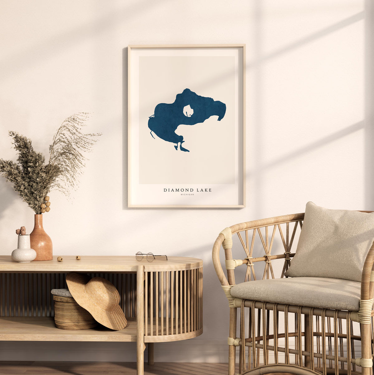 diamond lake michigan map poster – minimalist lake wall art - image 5