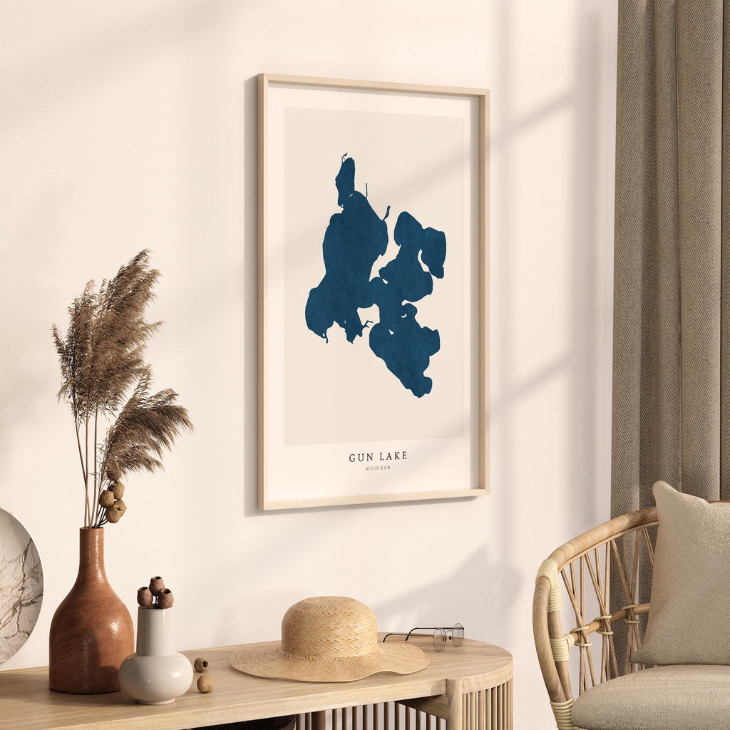 gun lake michigan map poster – minimalist lake wall art - image 3