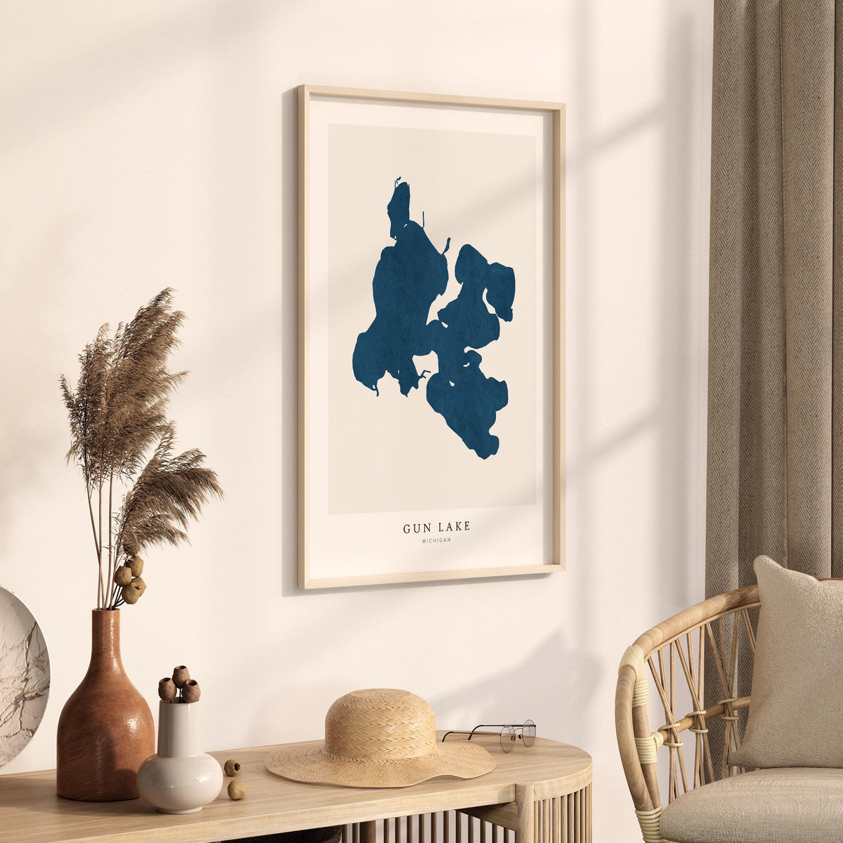 gun lake michigan map poster – minimalist lake wall art - image 3