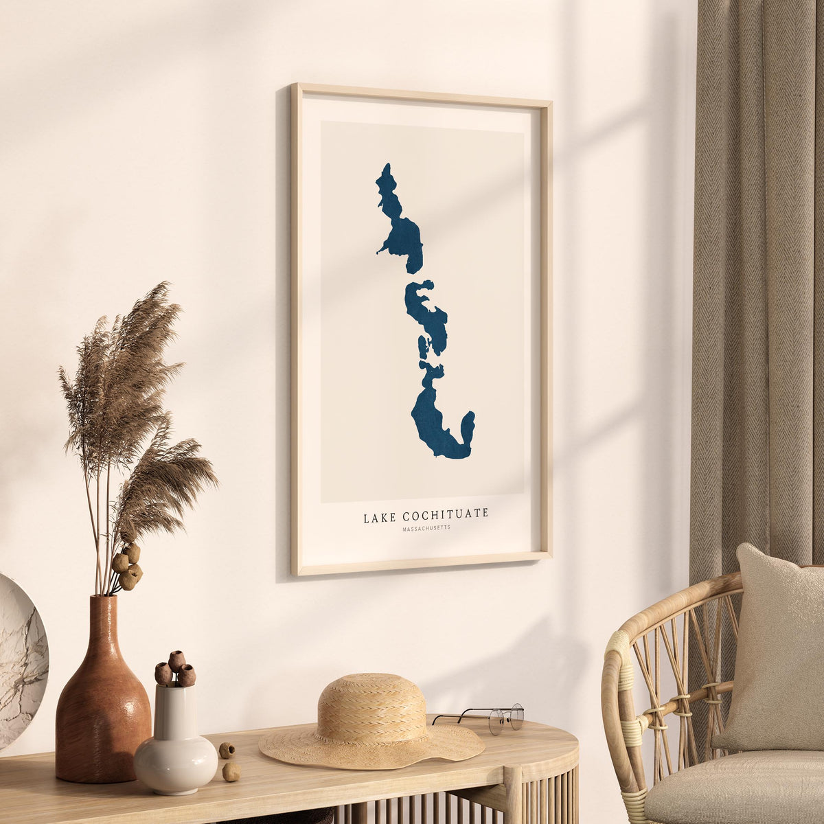 lake cochituate massachusetts map poster – minimalist lake wall art - image 3