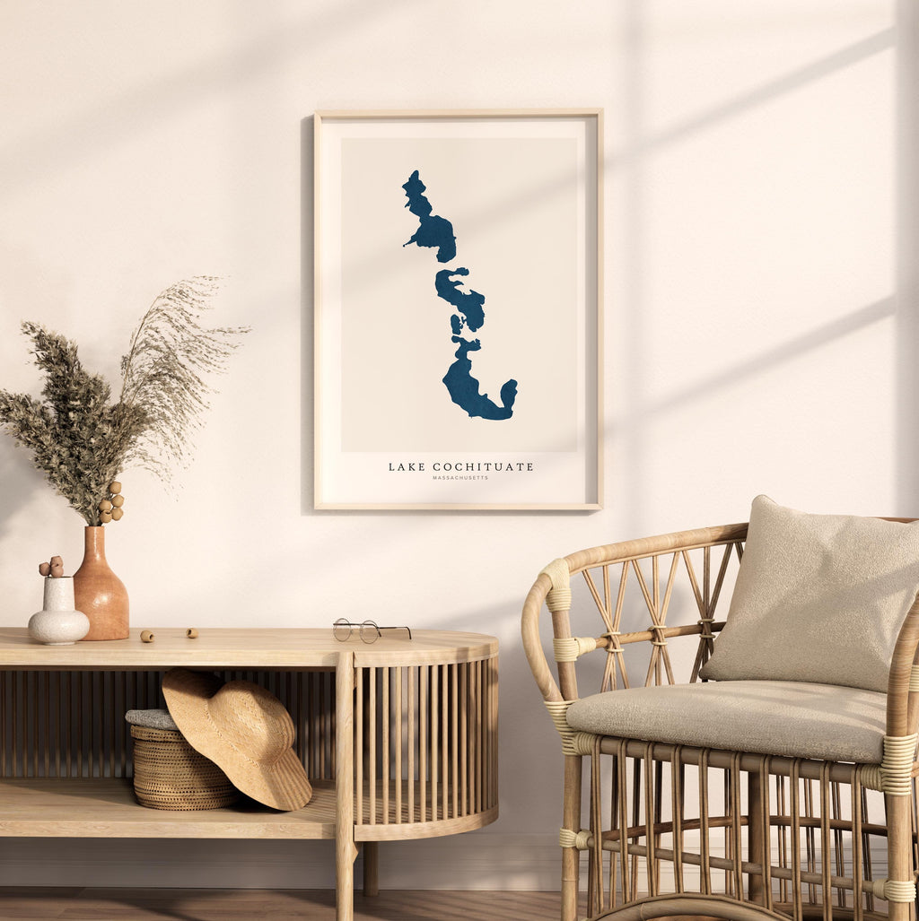 lake cochituate massachusetts map poster – minimalist lake wall art - image 5