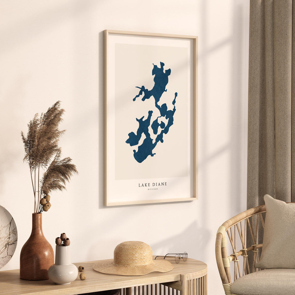 lake diane michigan map poster – minimalist lake wall art - image 3