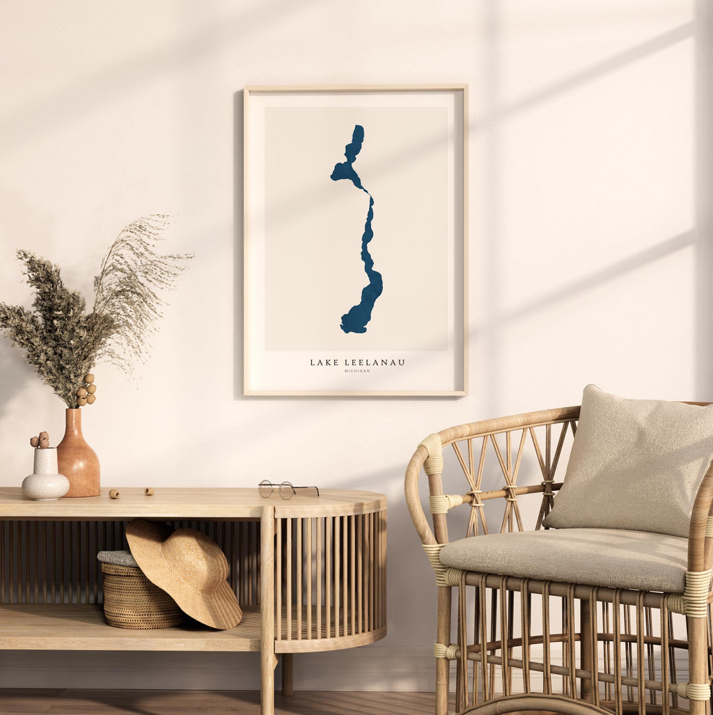 lake leelanau michigan map poster – minimalist lake wall art - image 5