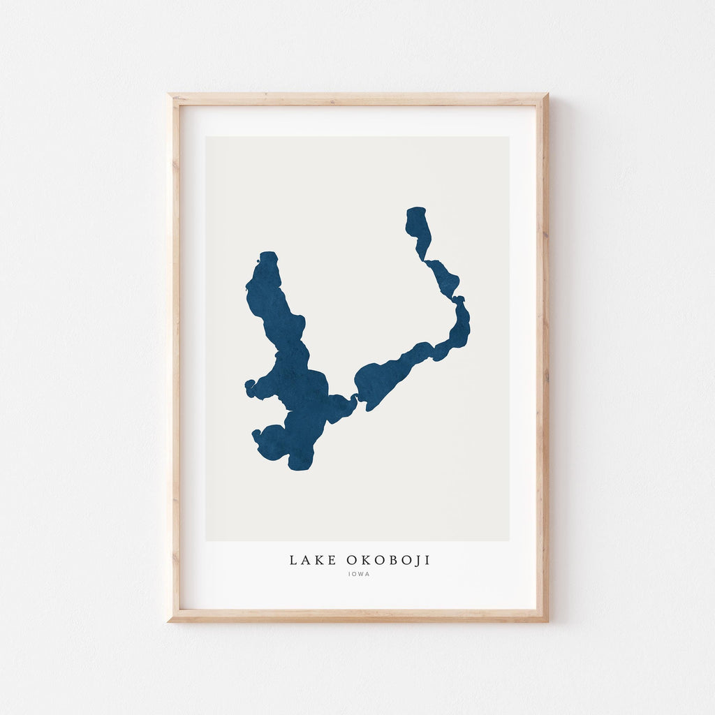 lake okoboji iowa map poster – minimalist lake wall art - image 1