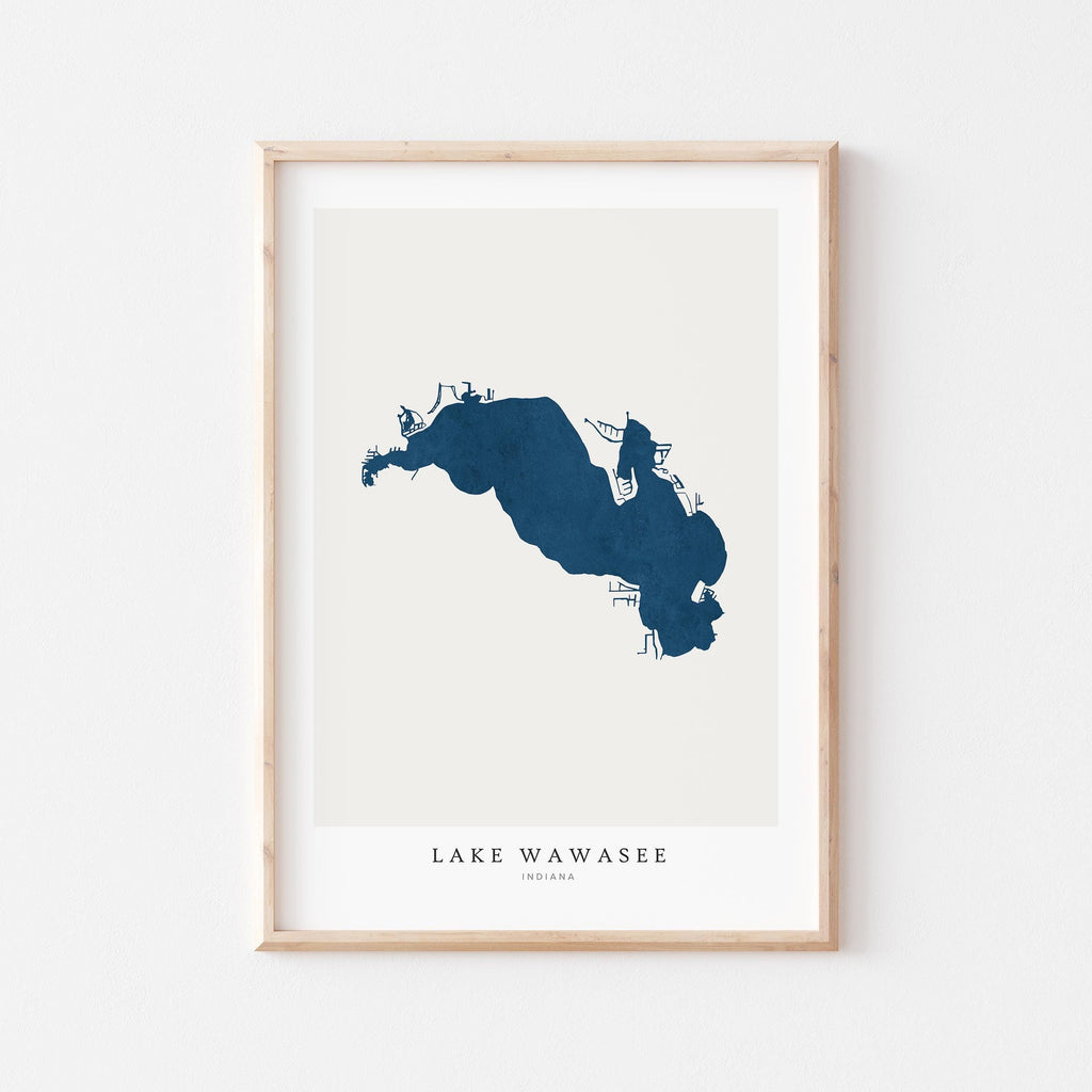 lake wawasee indiana map poster – minimalist lake wall art - image 1